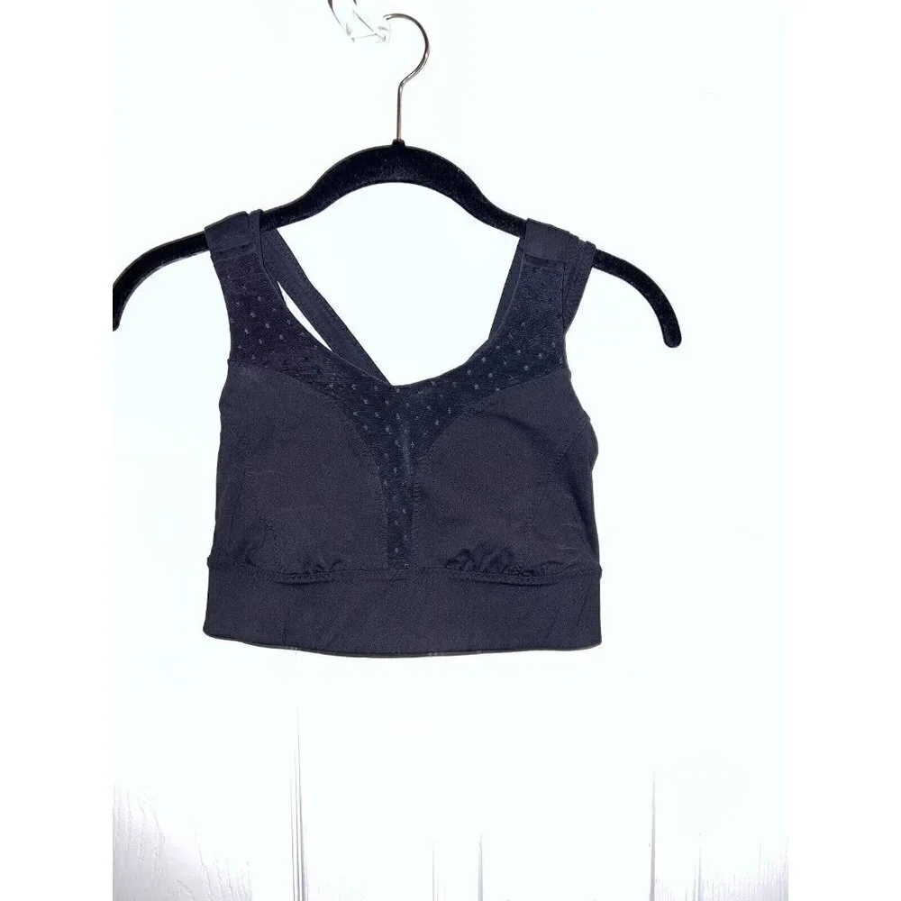 LULULEMON Black Strappy Sports Bra X Cross Gym Training Running Mesh Ins…